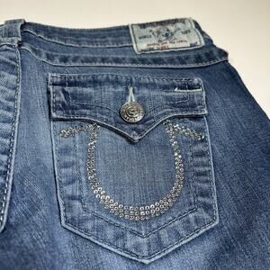 True Religion Jeans Women’s 28x30 Skinny Rhinestone Horseshoe Flap Pockets